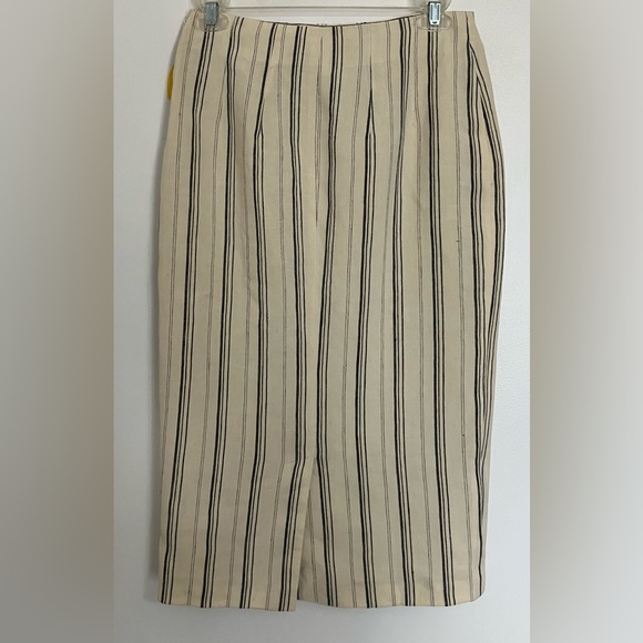 Vintage Ralph Lauren Purple Lable Linen Pencil Lined Skirt Black Stripped Siz 8 - Picture 2 of 7